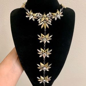 Long Sexy Y Necklace with Silver and Gold jewels